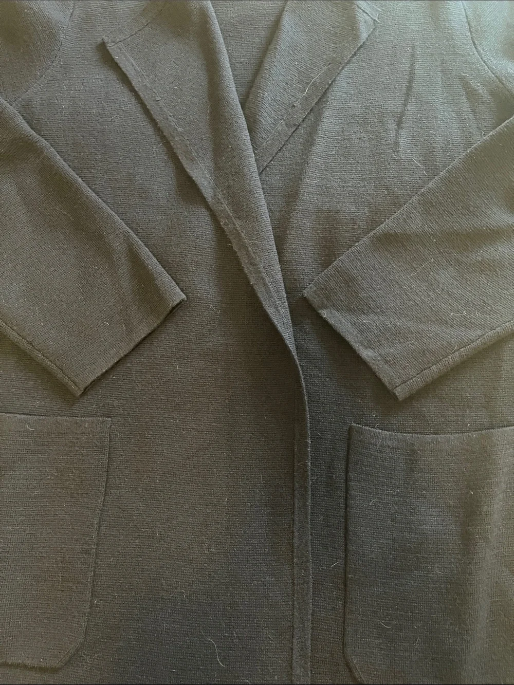 Women's Navy Open-Front Long Sweater Coat